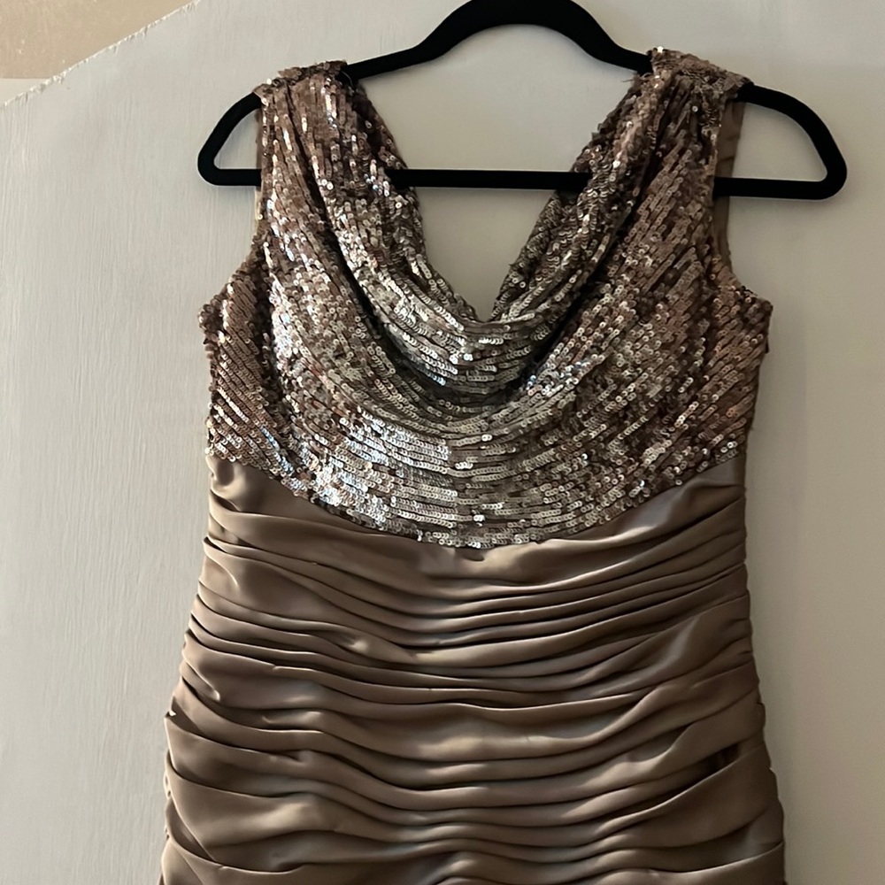 Terani Couture ruched rhinestone dress